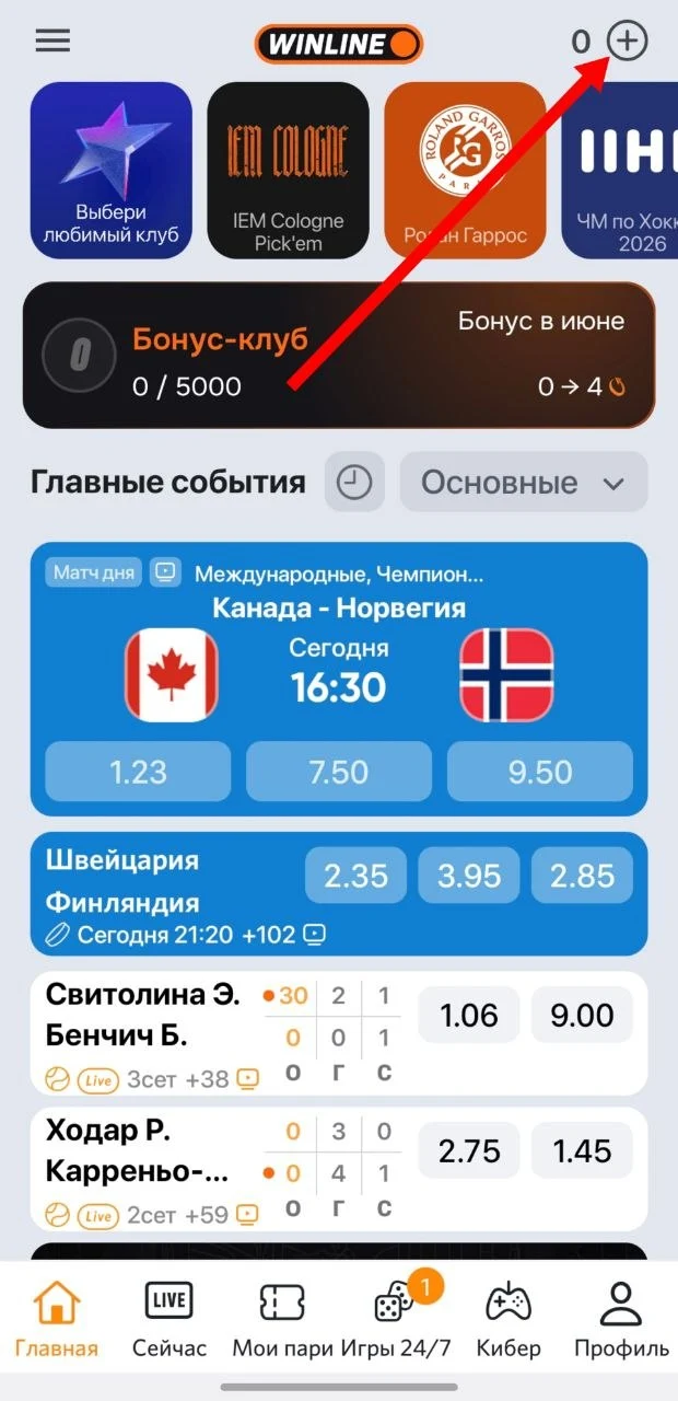 Переход для вывода средств
