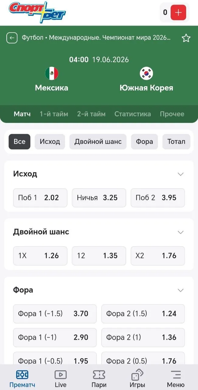 Роспись матча